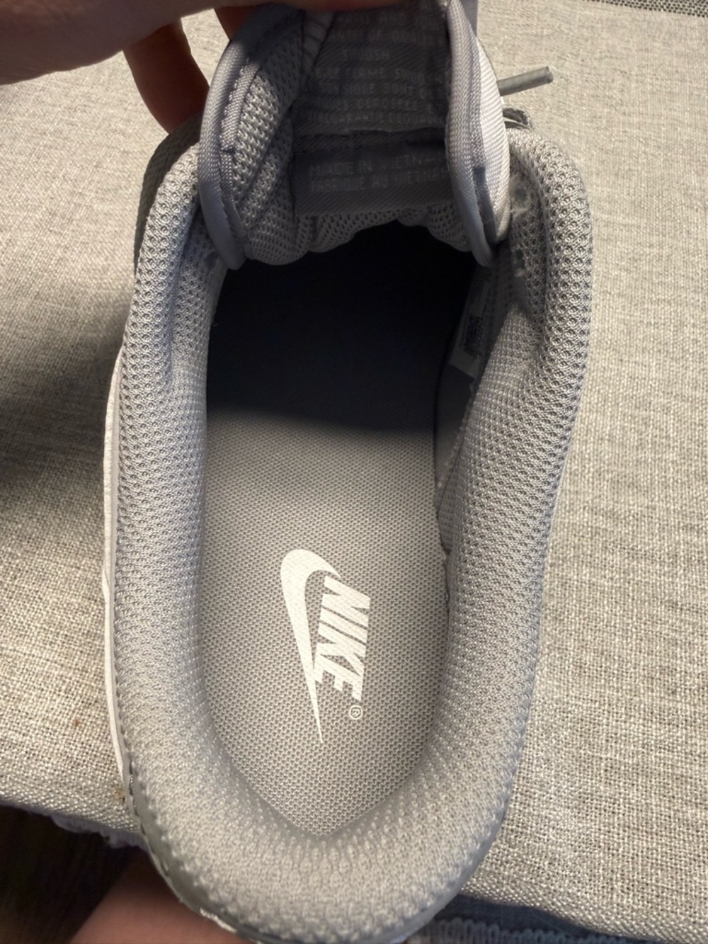 Mens Nike Dunk Low Retro - White & Light Gray - Picture 5 of 5